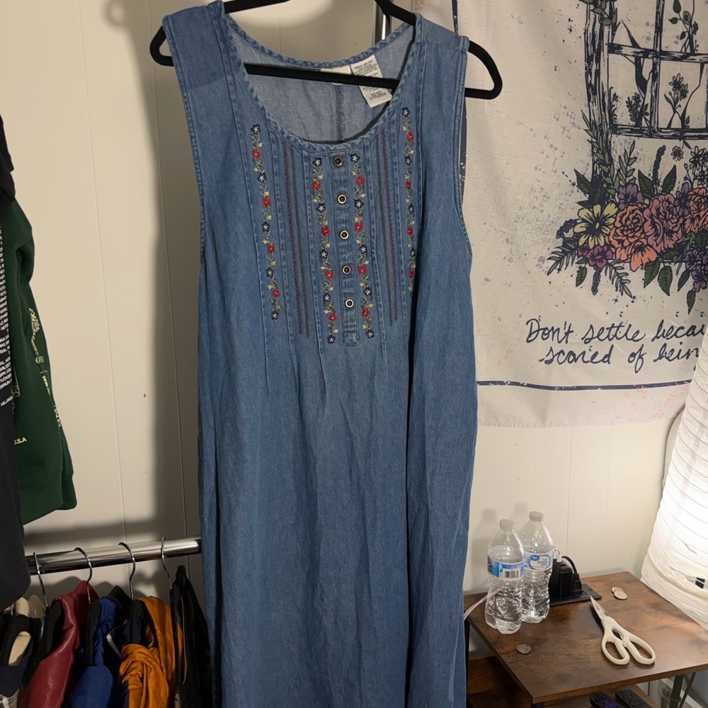 White Stag Blue Embroidered Maxi Dress